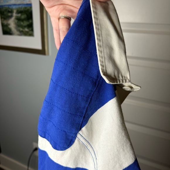 Polo Ralph Lauren Rugby Polo Shirt Blue White Striped Long Sleeve Men's Medium - Picture 8 of 12